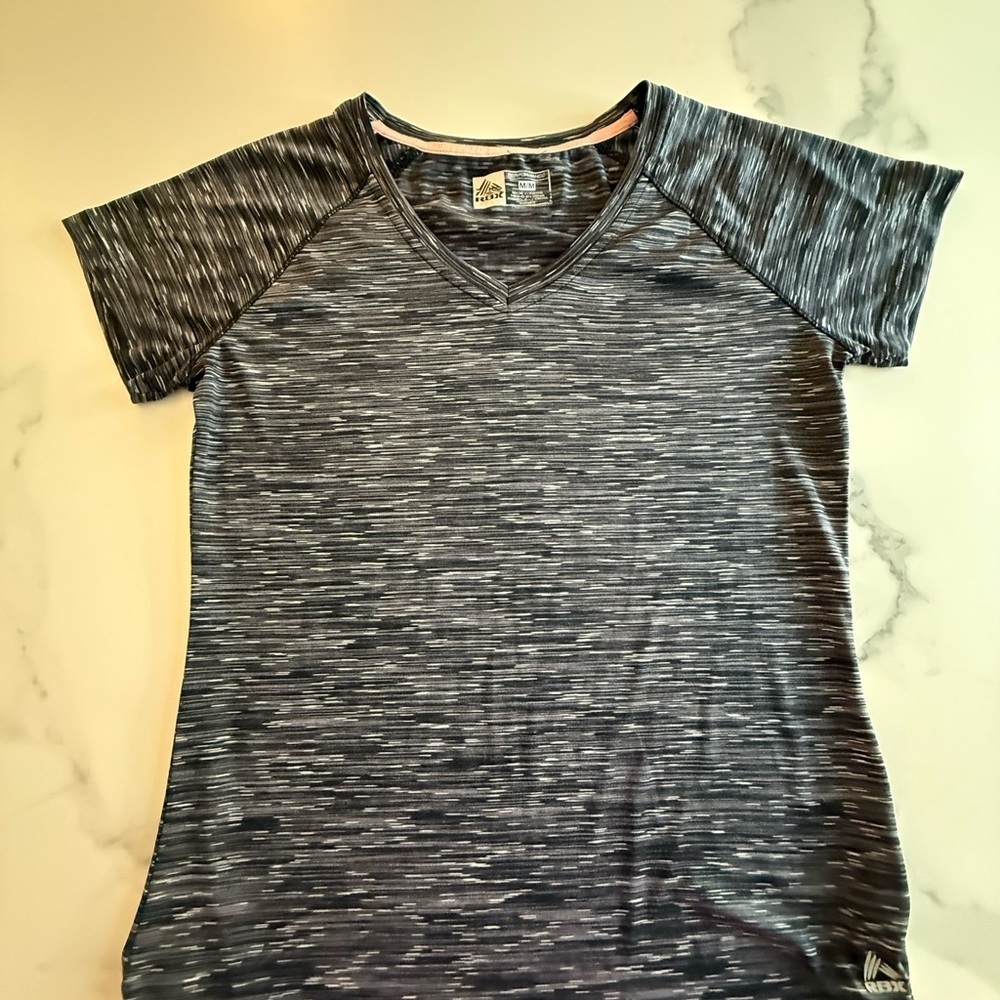 RBX performance Gray V-Neck Athletic Tee size medium